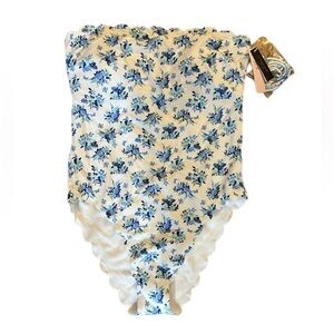 Victoria's Secret One Piece Swimsuit Blue and White Floral Design NWT
